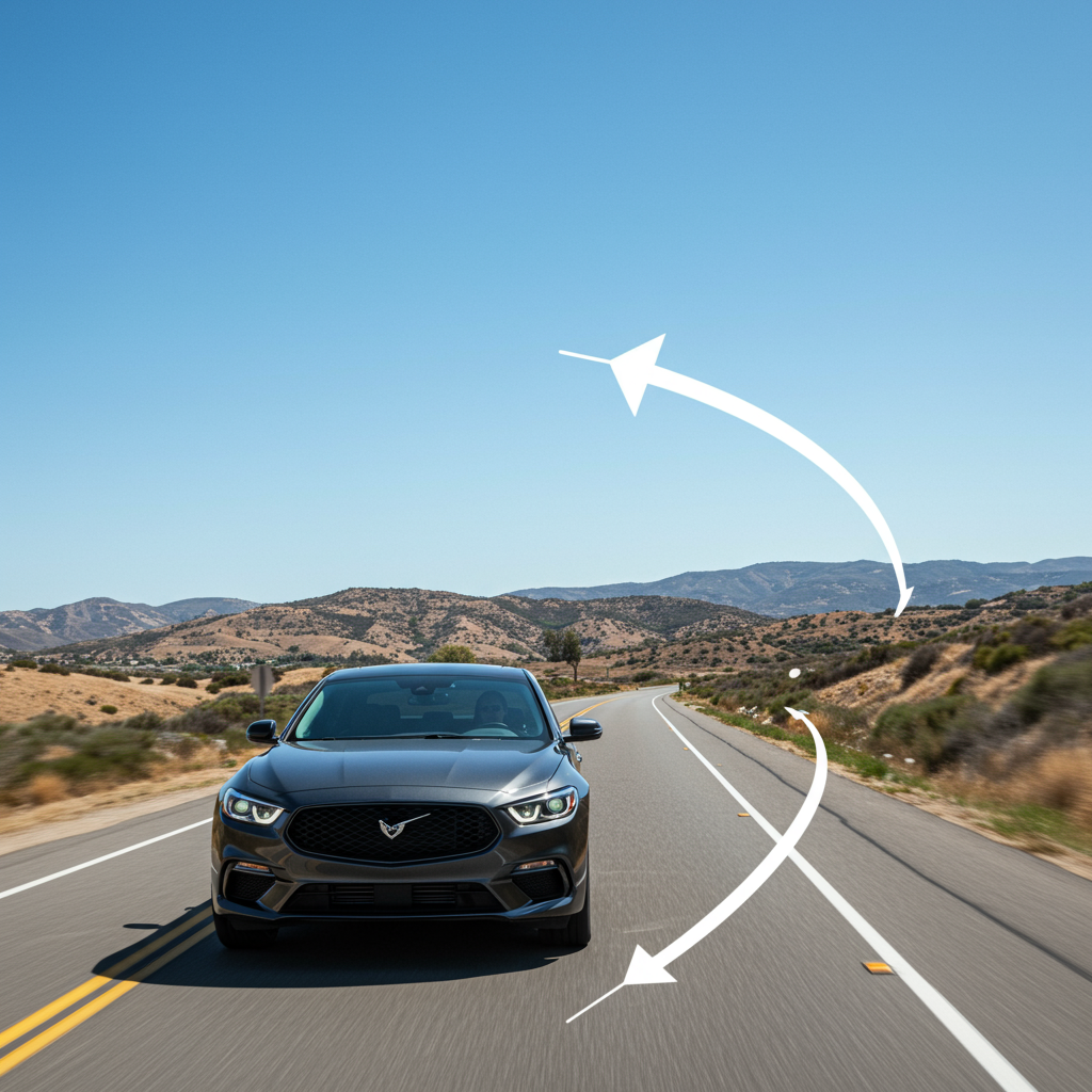 Modern car driving in California
