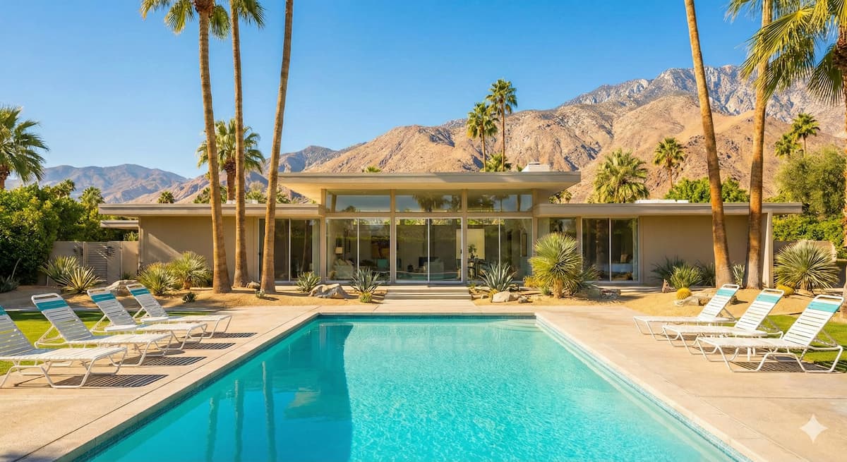 Mid-century modern home with pool in Palm Springs California