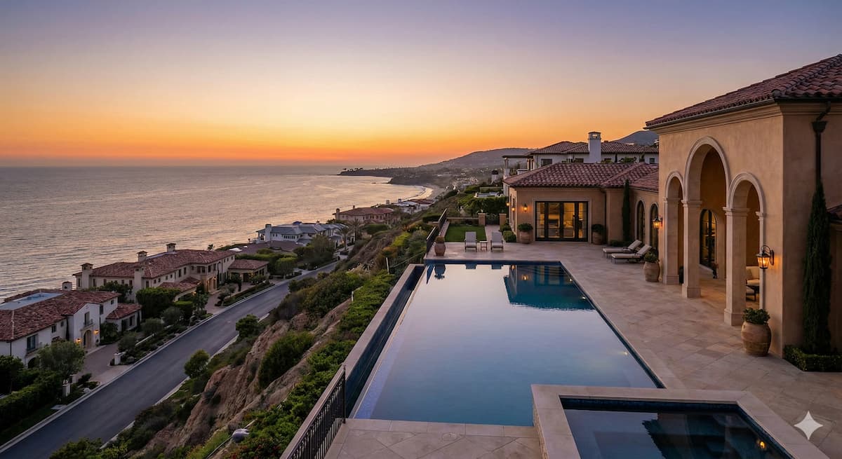 Luxury coastal estate in Newport Beach California overlooking the ocean