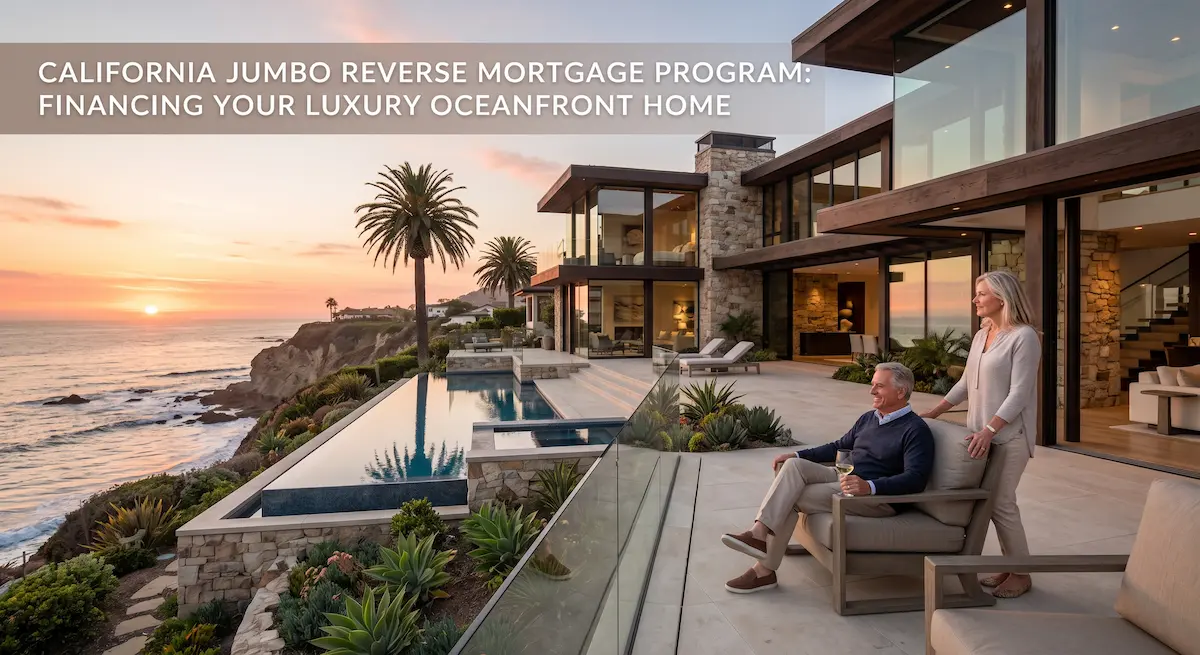 Luxury oceanfront home financed with a jumbo reverse mortgage California program