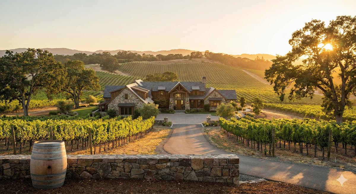 Luxury vineyard estate in Napa Valley California representing complex property financing