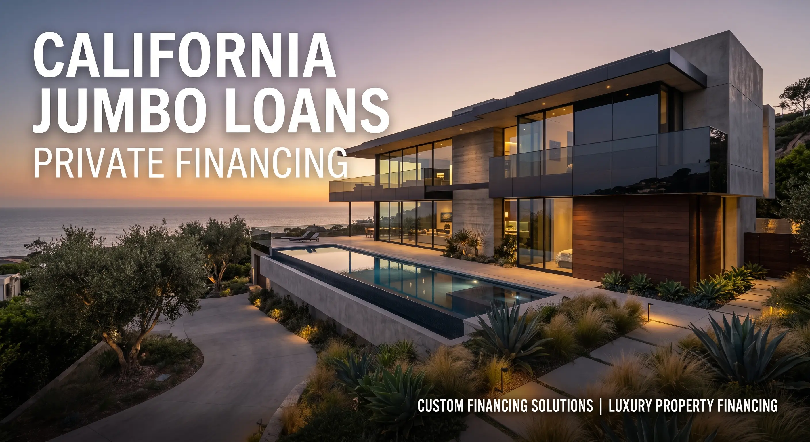 Modern architectural luxury estate representing Jumbo Loans California private financing